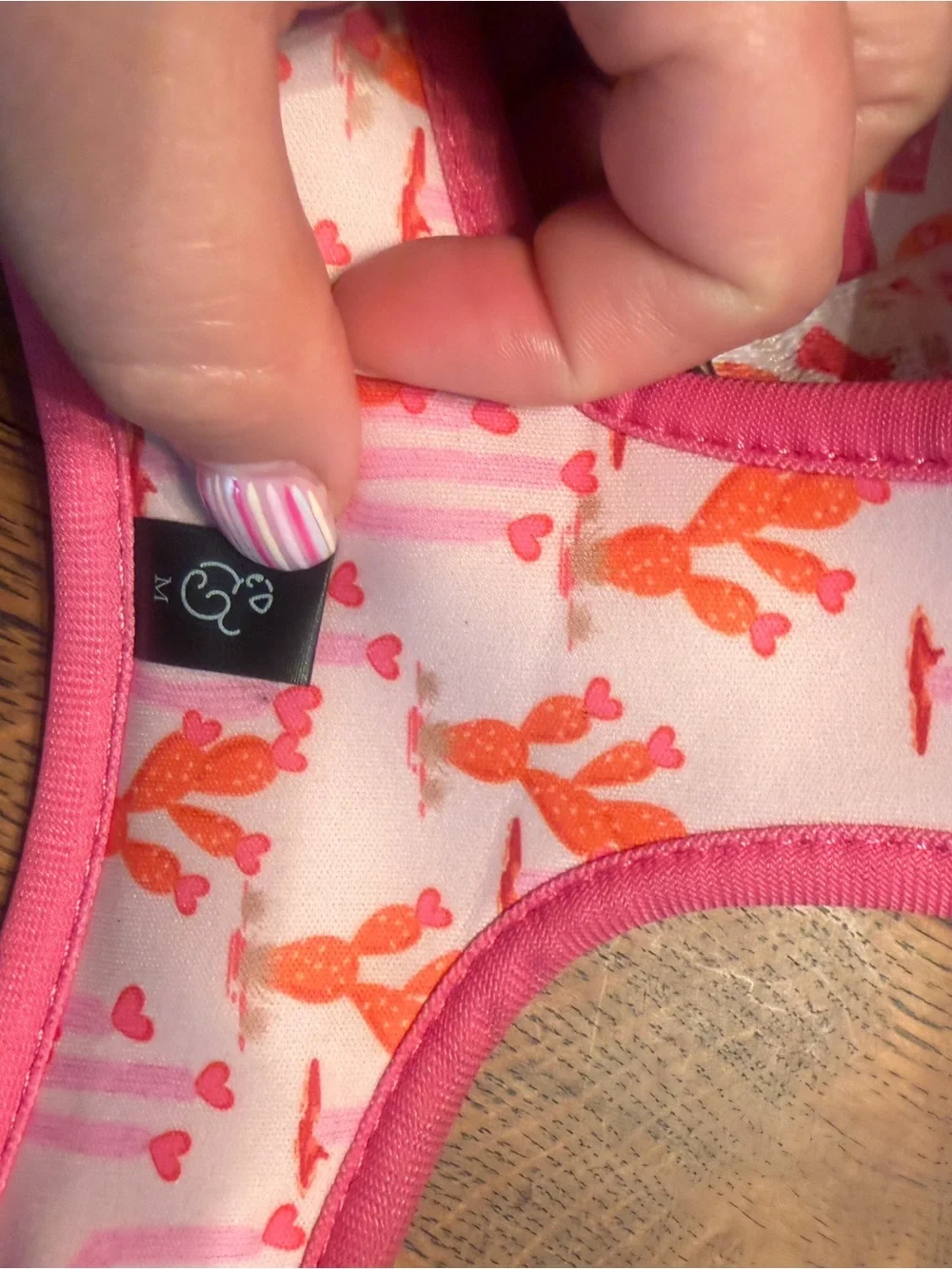 Pink Fox-Print Padded Dog Harness with Heart Accents